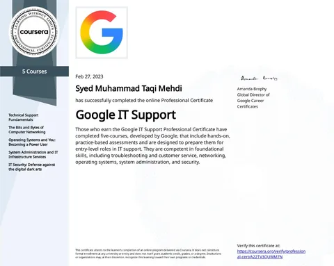 Google IT Support Professional Certificate