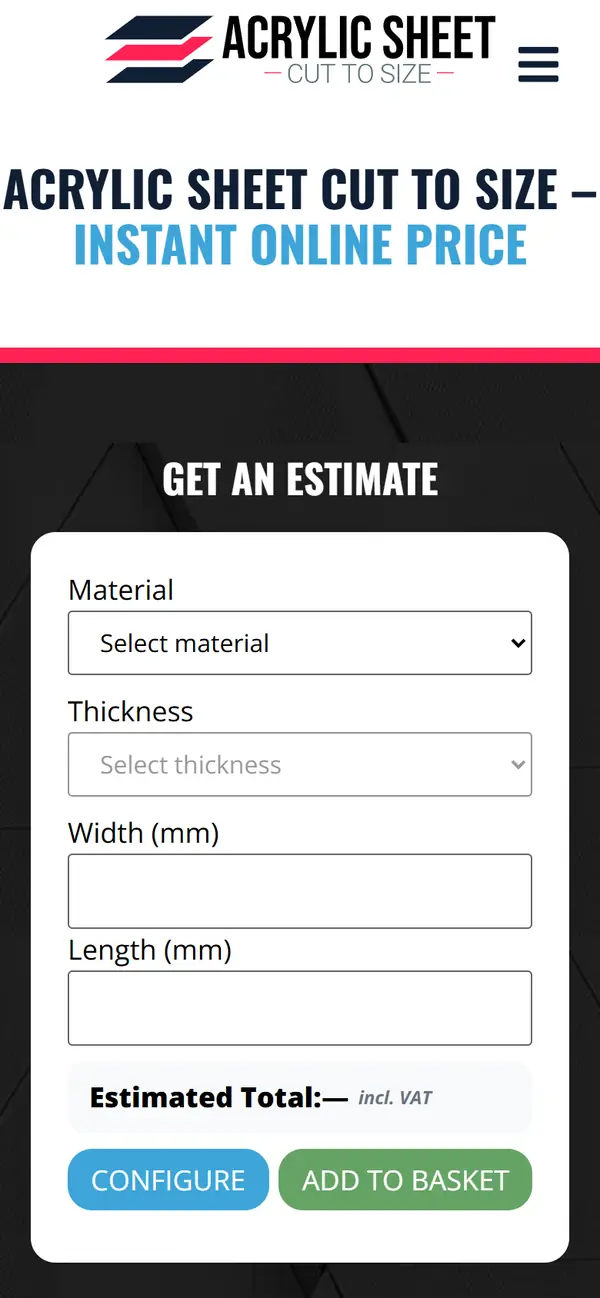 acrylicsheetcuttosize.co.uk on mobile