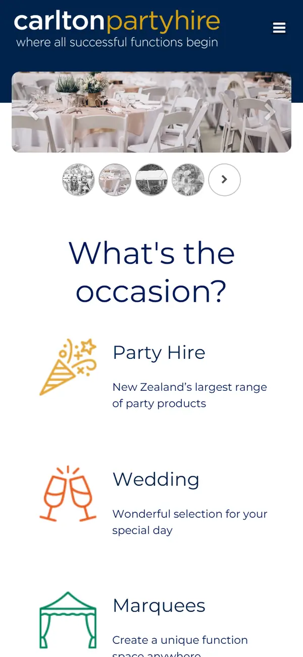 Carlton Party Hire on mobile
