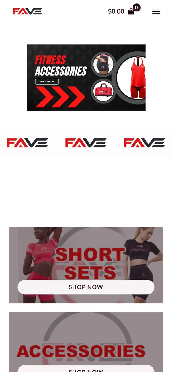 FAVE Fitness Wear on mobile