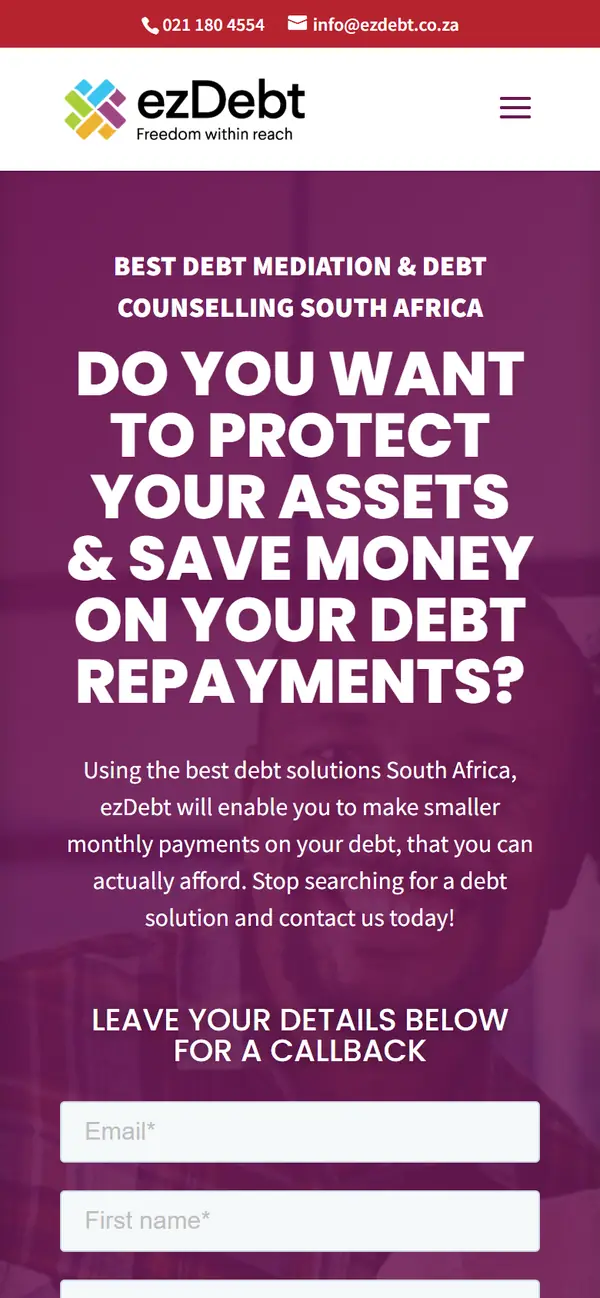 ezDebt South Africa on mobile