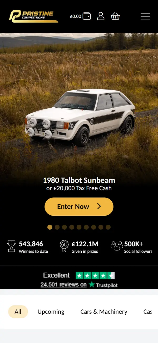 Pristine Competitions on mobile