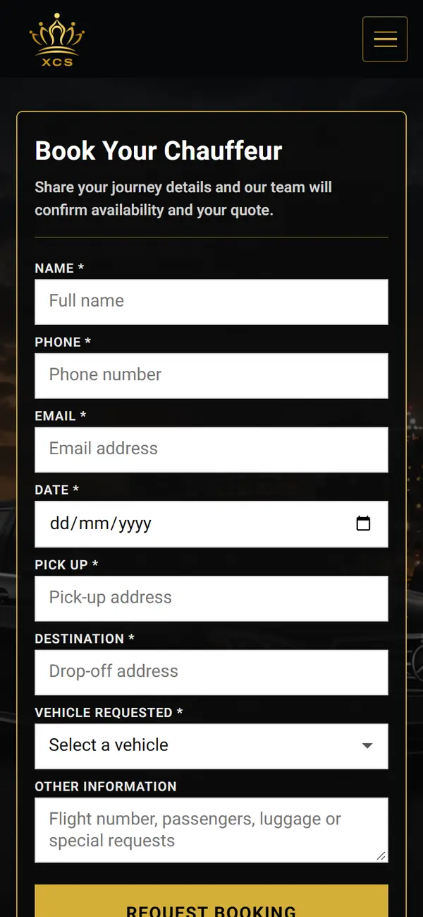 Xclusive Chauffeurs on mobile