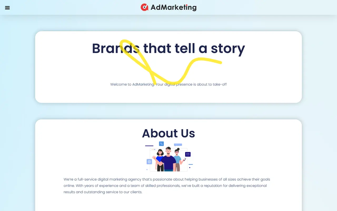 AdMarketing website screenshot