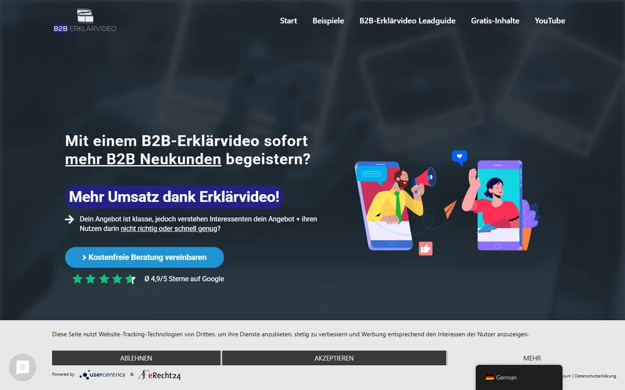 B2B-Erklärvideo website screenshot