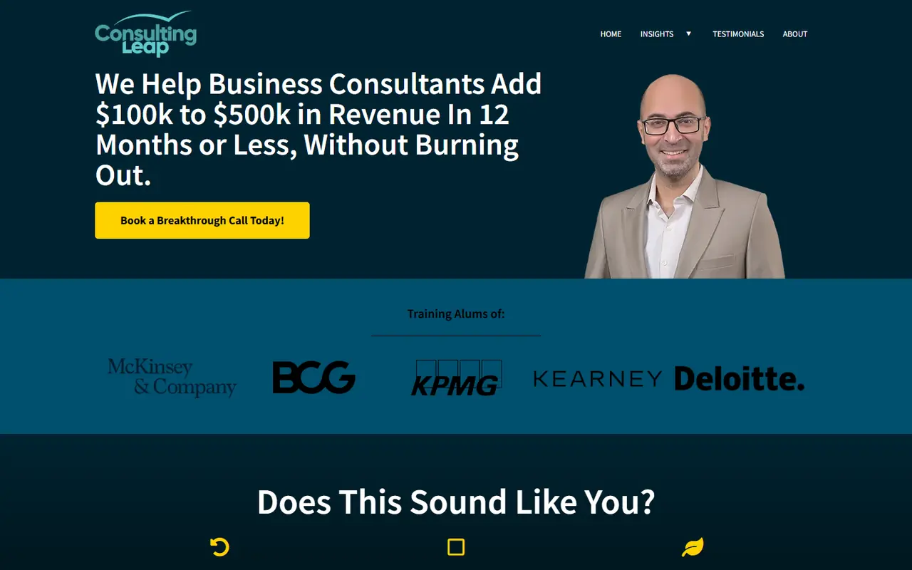 Consulting Leap website screenshot