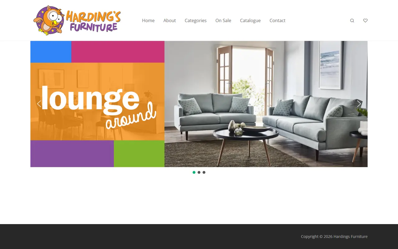 Hardings Furniture website screenshot