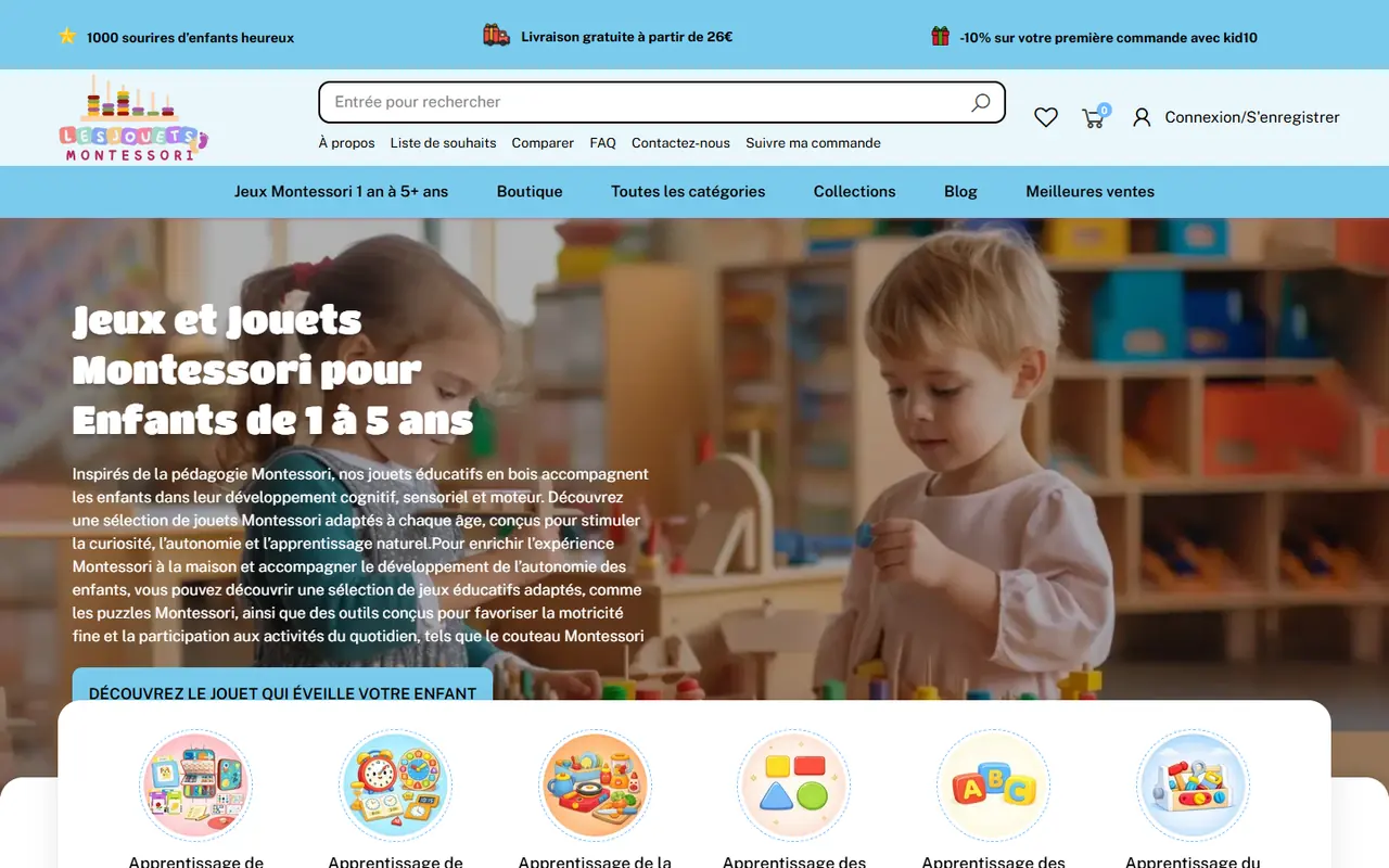 Les Jouets Montessori website screenshot
