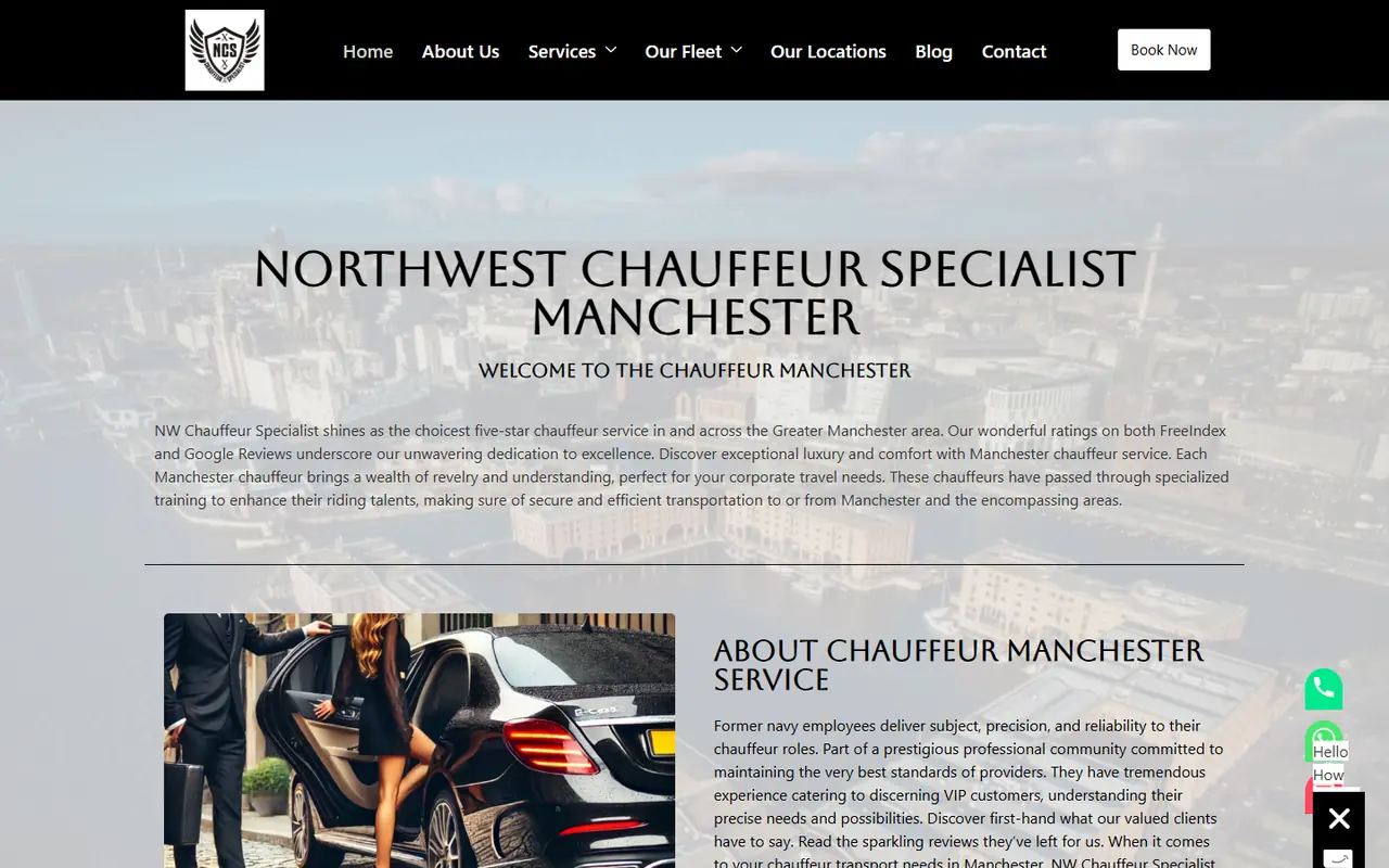 Northwest Chauffeur Specialist website screenshot