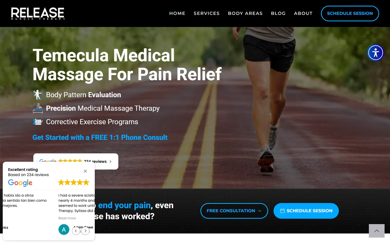 Release Muscle Therapy website screenshot