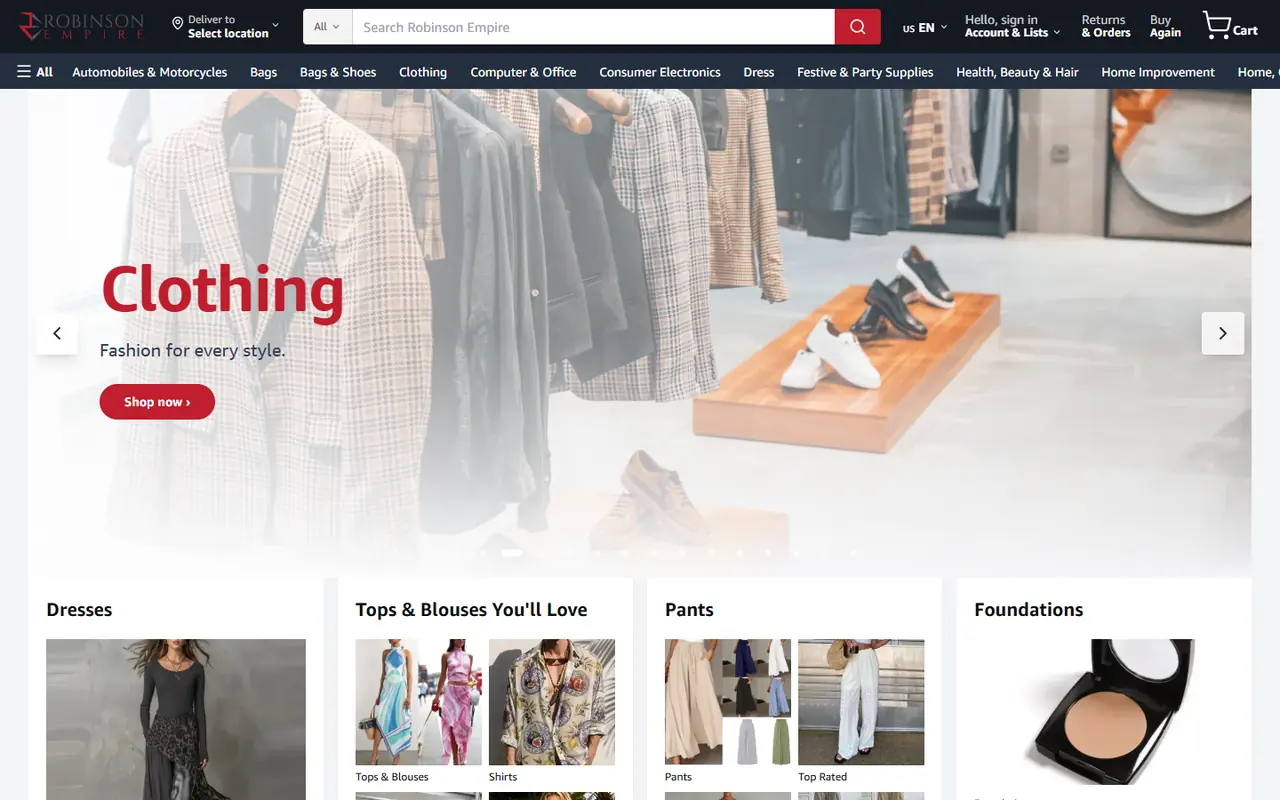 Robinson Empire website screenshot