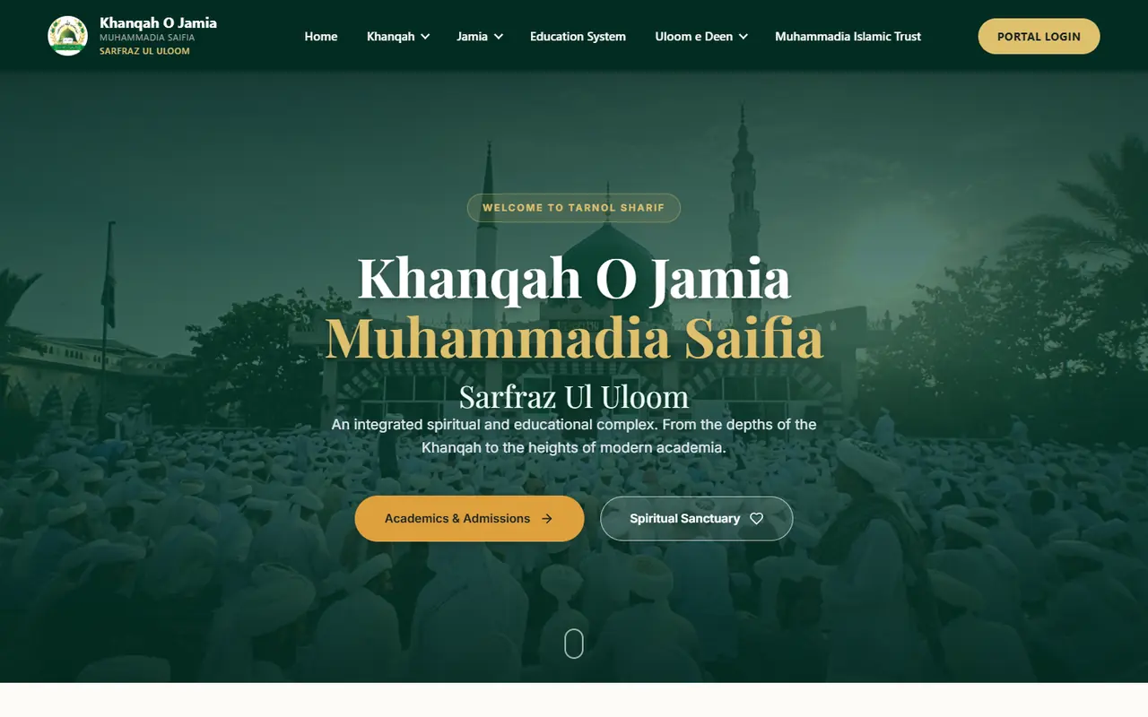 Sarfraz ul Uloom — Tarnol Sharif website screenshot
